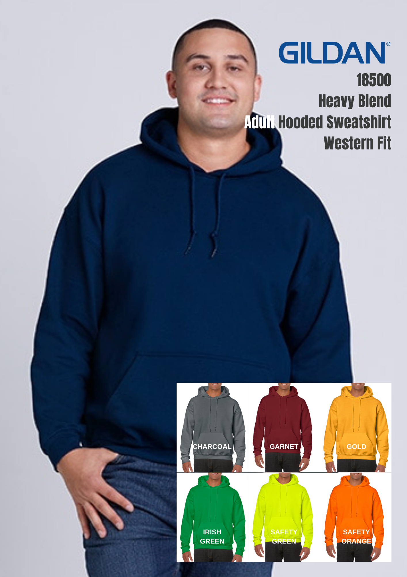 Gildan 18500 Heavy Blend Adult Hooded Sweatshirt Western Fit