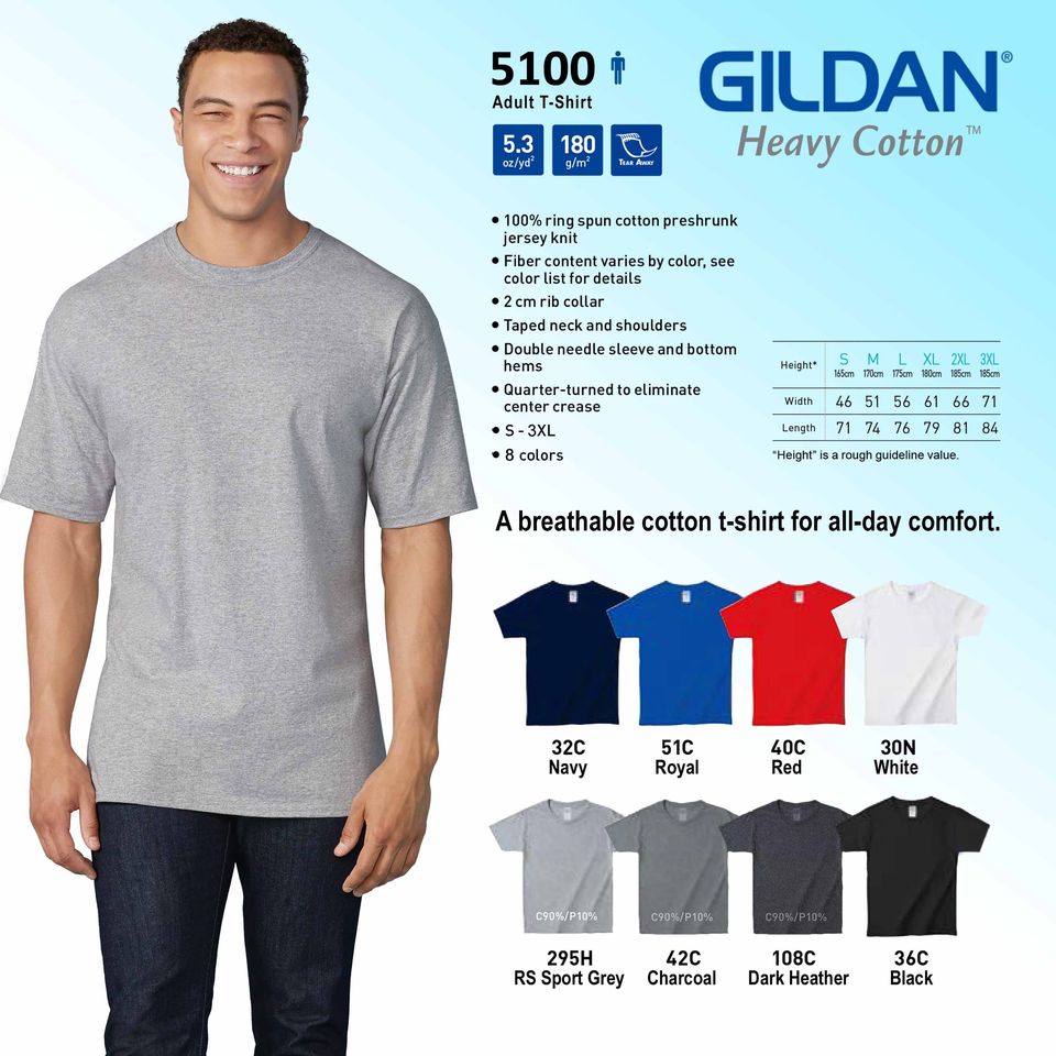 Gildan 5100 Heavy Cotton T-Shirt - American Size